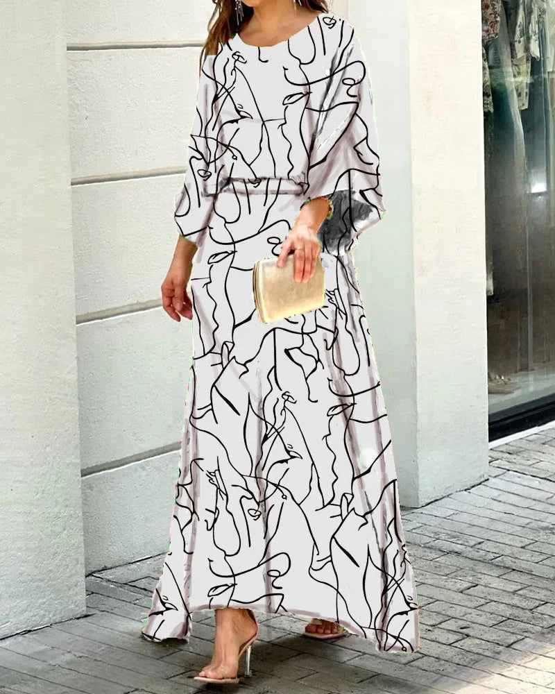 2023 cross-border women's clothing ebay Amazon wish independent station printed skirt temperament foreign trade women's suit OS033