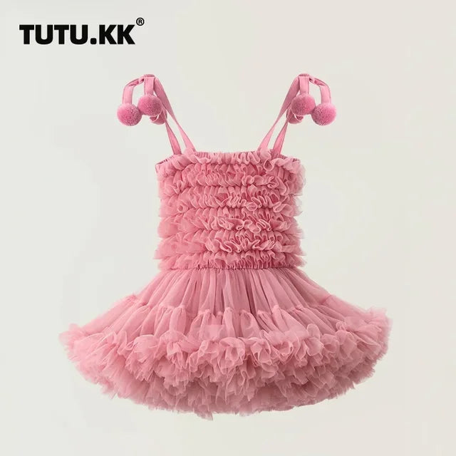 2024 new children's clothing dress girls tutu dress suspenders tutu skirt children's mesh princess skirt performance clothing