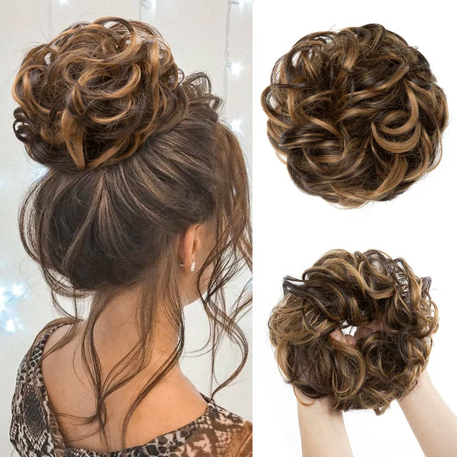 55g European and American messy wig hair ring rubber band elastic fluffy curly hair head bud flower chemical fiber wig hair ring hair bag