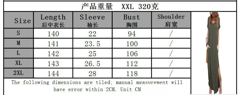 2019 AliExpress Amazon European and American Solid Color Stitching Short Sleeve V-neck Split Expansion Skirt Maxi Dress in Stock