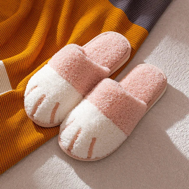 2023 New Cotton Slippers for Women at Home in Autumn and Winter Cat Claw Cartoon Cute Couple Warm Indoor Plush Slippers for Men