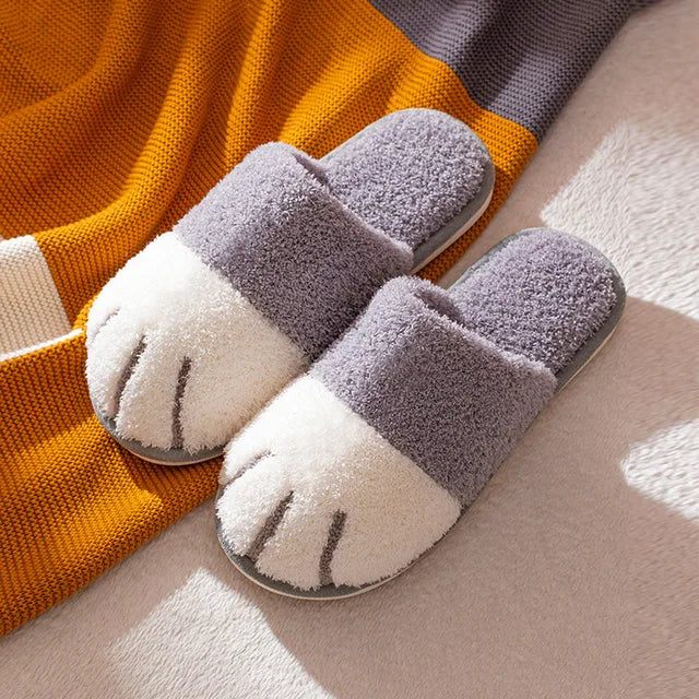 2023 New Cotton Slippers for Women at Home in Autumn and Winter Cat Claw Cartoon Cute Couple Warm Indoor Plush Slippers for Men