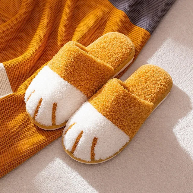 2023 New Cotton Slippers for Women at Home in Autumn and Winter Cat Claw Cartoon Cute Couple Warm Indoor Plush Slippers for Men