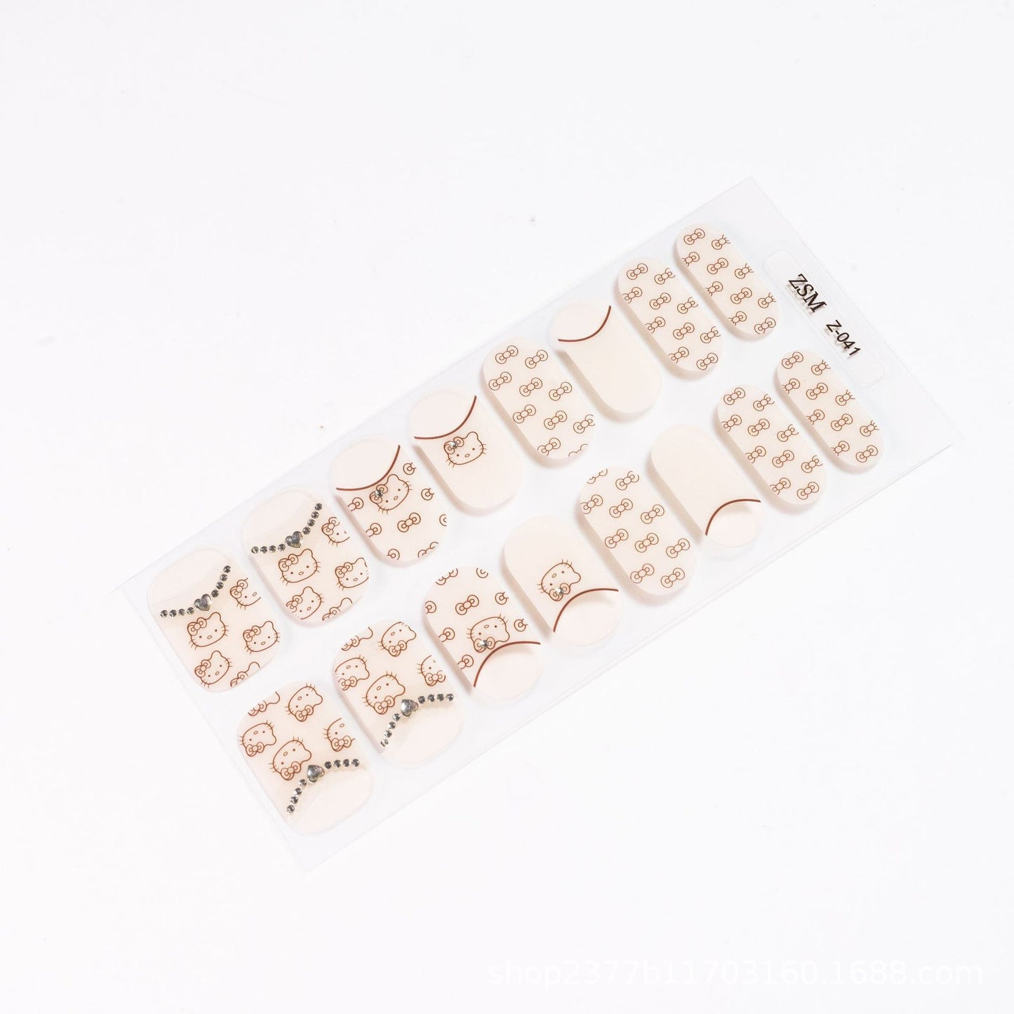 16 Finger Diamond Nail Sticker 3D Waterproof