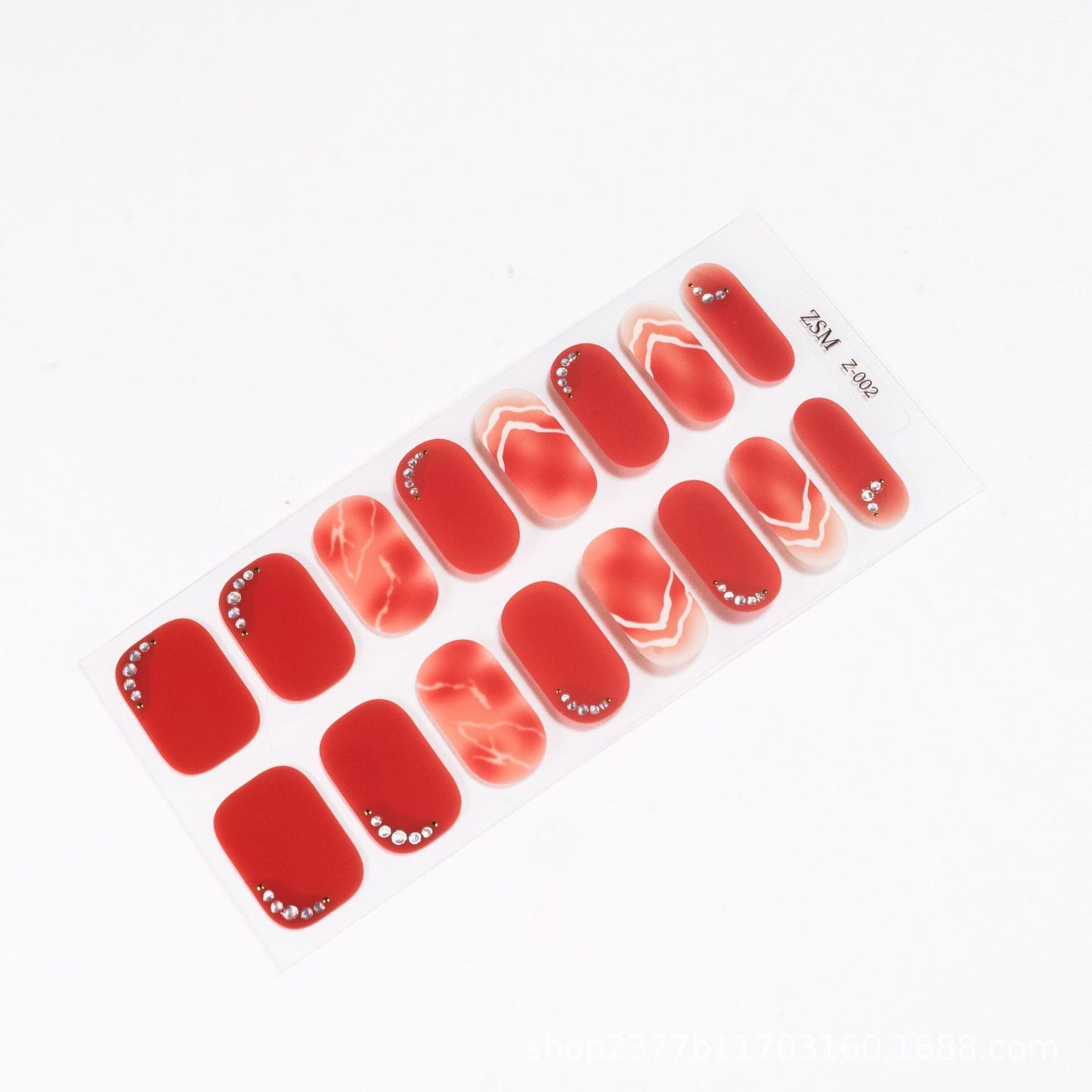 16 Finger Diamond Nail Sticker 3D Waterproof