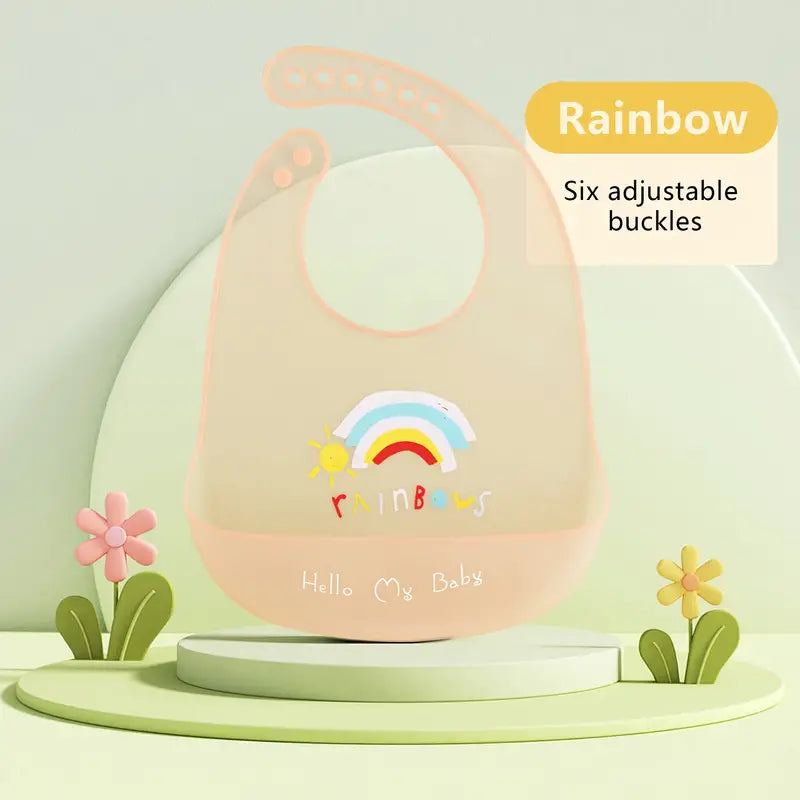 2024 New Baby Silicone Bibs Summer Baby Food Supplement Rice Pocket Saliva Pocket Children's Lightweight Waterproof Bib