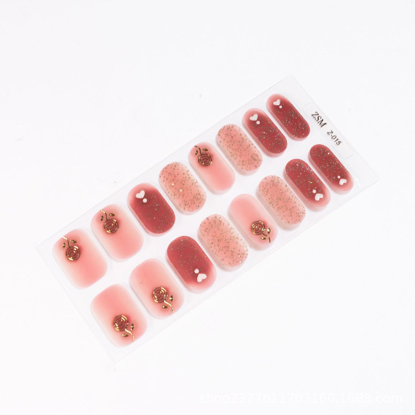 16 Finger Diamond Nail Sticker 3D Waterproof