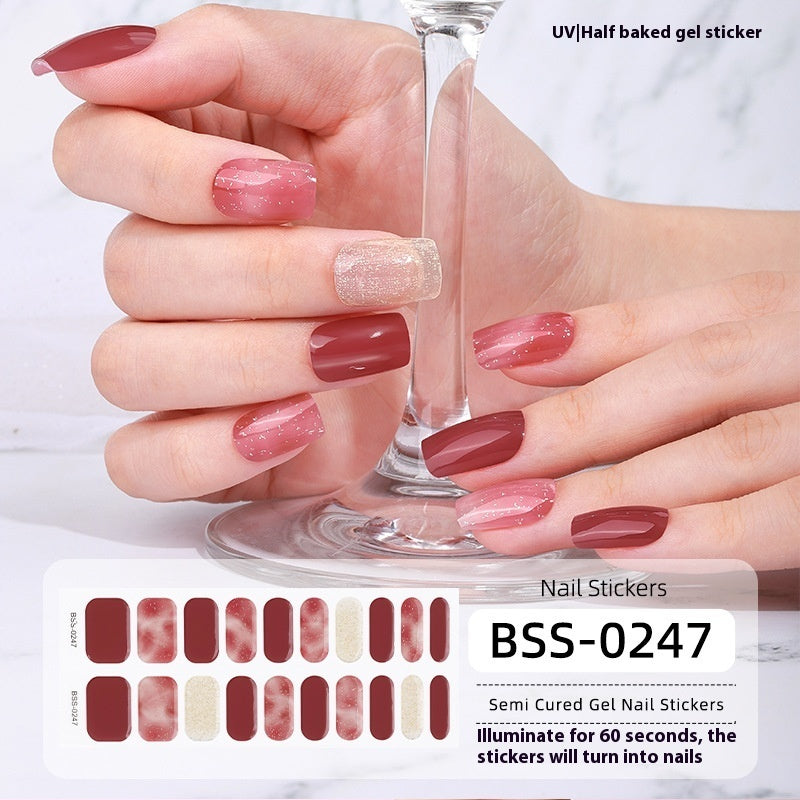 Women's Gradient Onion Powder Flash Gel Semi-curing Gel Nail Sticker