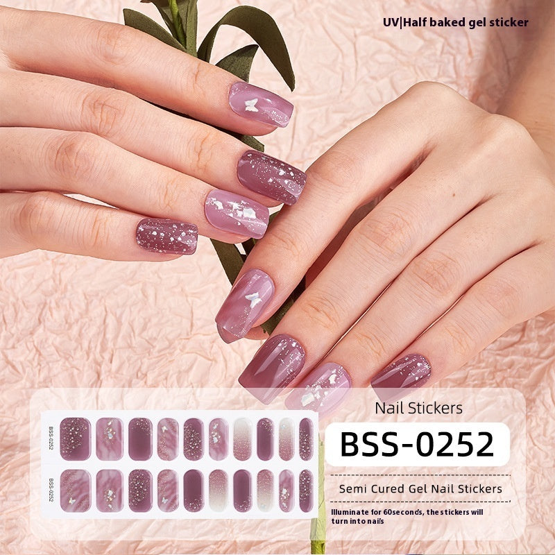 Women's Gradient Onion Powder Flash Gel Semi-curing Gel Nail Sticker