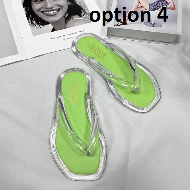 2023 new style flip-flops for women's outerwear summer fashion versatile soft-soled flat slippers beach shoes cross-border wholesale